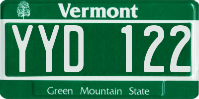 VT license plate YYD122