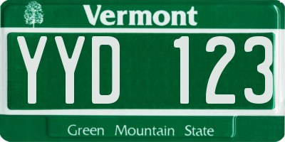 VT license plate YYD123