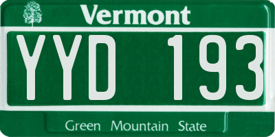 VT license plate YYD193
