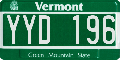 VT license plate YYD196