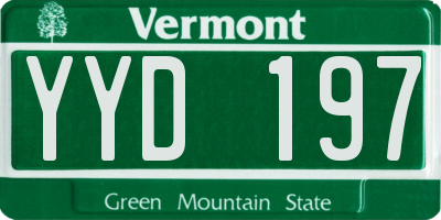 VT license plate YYD197