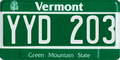 VT license plate YYD203