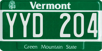VT license plate YYD204