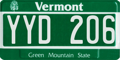 VT license plate YYD206