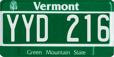 VT license plate YYD216