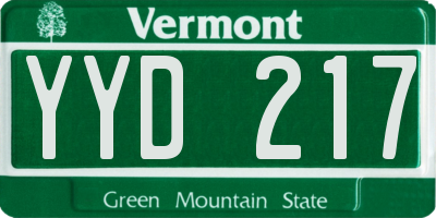VT license plate YYD217