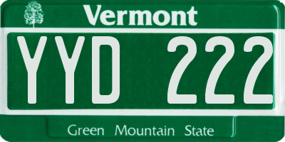 VT license plate YYD222