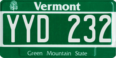 VT license plate YYD232