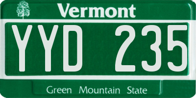 VT license plate YYD235