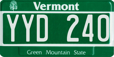VT license plate YYD240