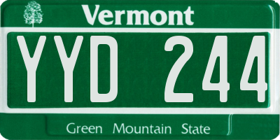 VT license plate YYD244
