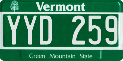 VT license plate YYD259