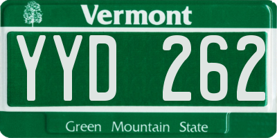 VT license plate YYD262