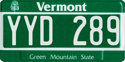 VT license plate YYD289