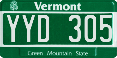 VT license plate YYD305