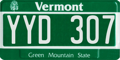 VT license plate YYD307