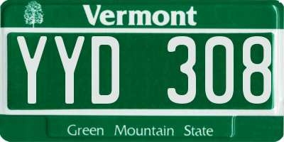 VT license plate YYD308