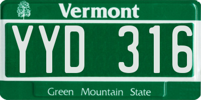 VT license plate YYD316