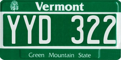 VT license plate YYD322
