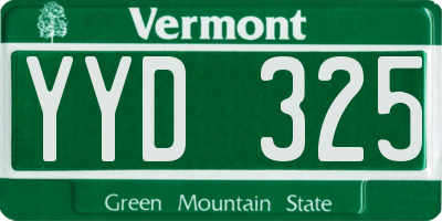 VT license plate YYD325