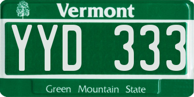 VT license plate YYD333