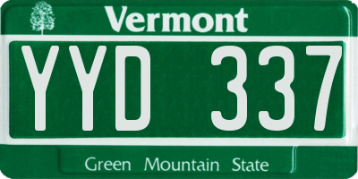 VT license plate YYD337