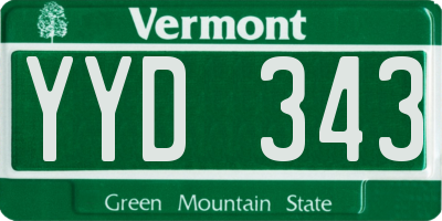 VT license plate YYD343