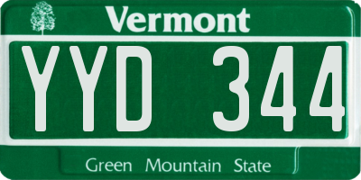 VT license plate YYD344