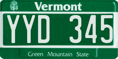 VT license plate YYD345