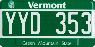 VT license plate YYD353