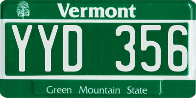 VT license plate YYD356