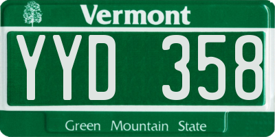 VT license plate YYD358