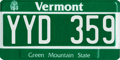 VT license plate YYD359