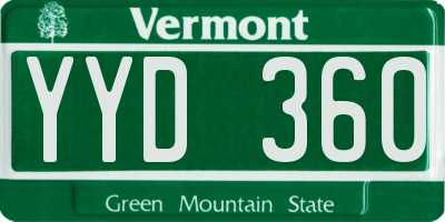 VT license plate YYD360