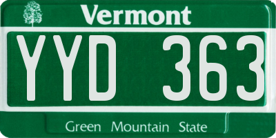 VT license plate YYD363