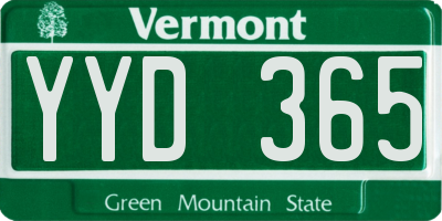VT license plate YYD365