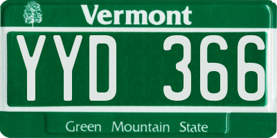 VT license plate YYD366