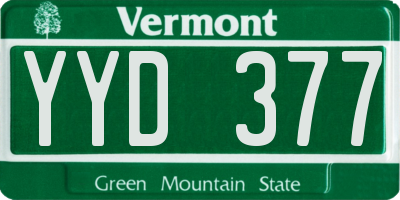 VT license plate YYD377