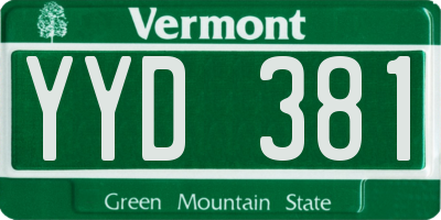 VT license plate YYD381