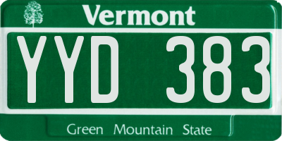 VT license plate YYD383