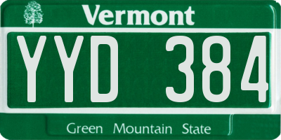 VT license plate YYD384