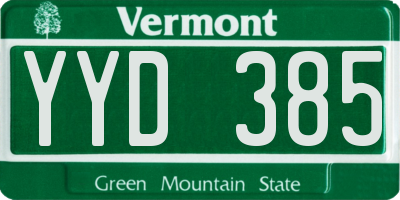 VT license plate YYD385