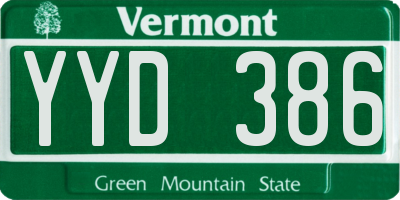 VT license plate YYD386
