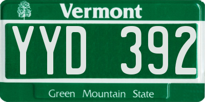 VT license plate YYD392