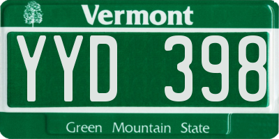 VT license plate YYD398