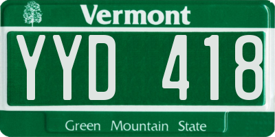 VT license plate YYD418