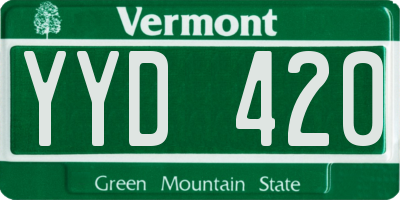 VT license plate YYD420