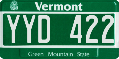 VT license plate YYD422