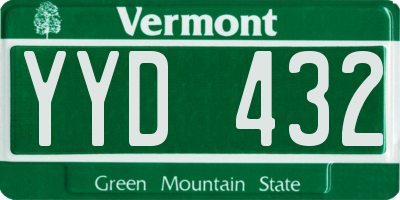 VT license plate YYD432