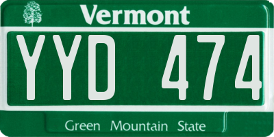 VT license plate YYD474